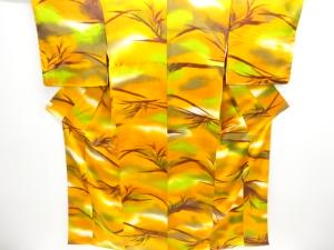 未使用品　抽象枝葉模様小紋着物